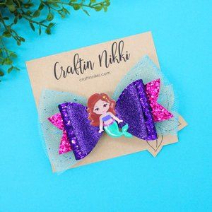 Purple Rapunzel Inspired Glitter Hair Bow by Craftin Nikki